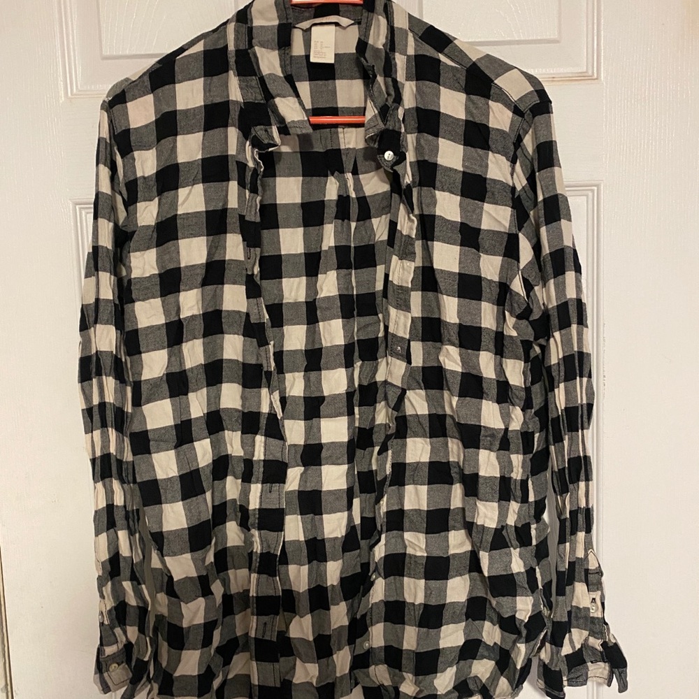 Black and White Flannel Button Down